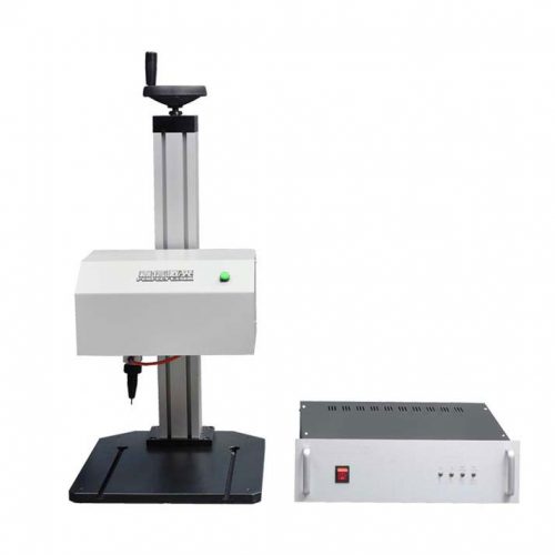 This is image of the PEQD-100 dot peen marking machine. It shows the adjustable head and controller.